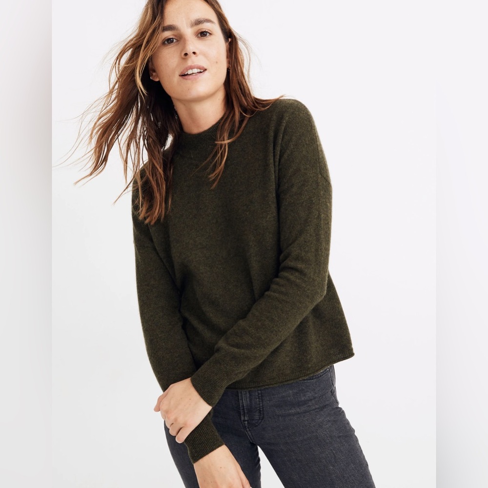 Madewell Cashmere Mockneck Sweater XL in Heather Oakleaf